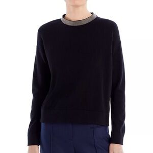 Fabiana Filippi Womens Ball-chain Neckline Sweatshirt Black IT $495